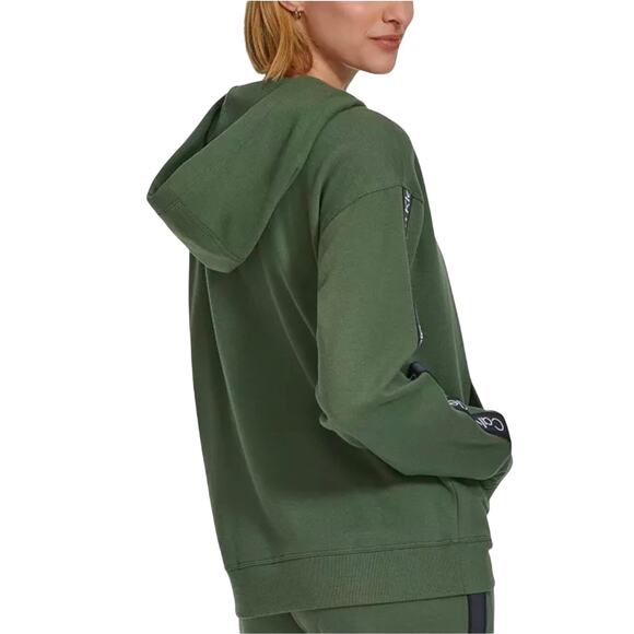 Calvin Klein Women's Fleece Logo Stripe Full Zip Hoodie NWT GREEN SIZE S - Picture 2 of 9